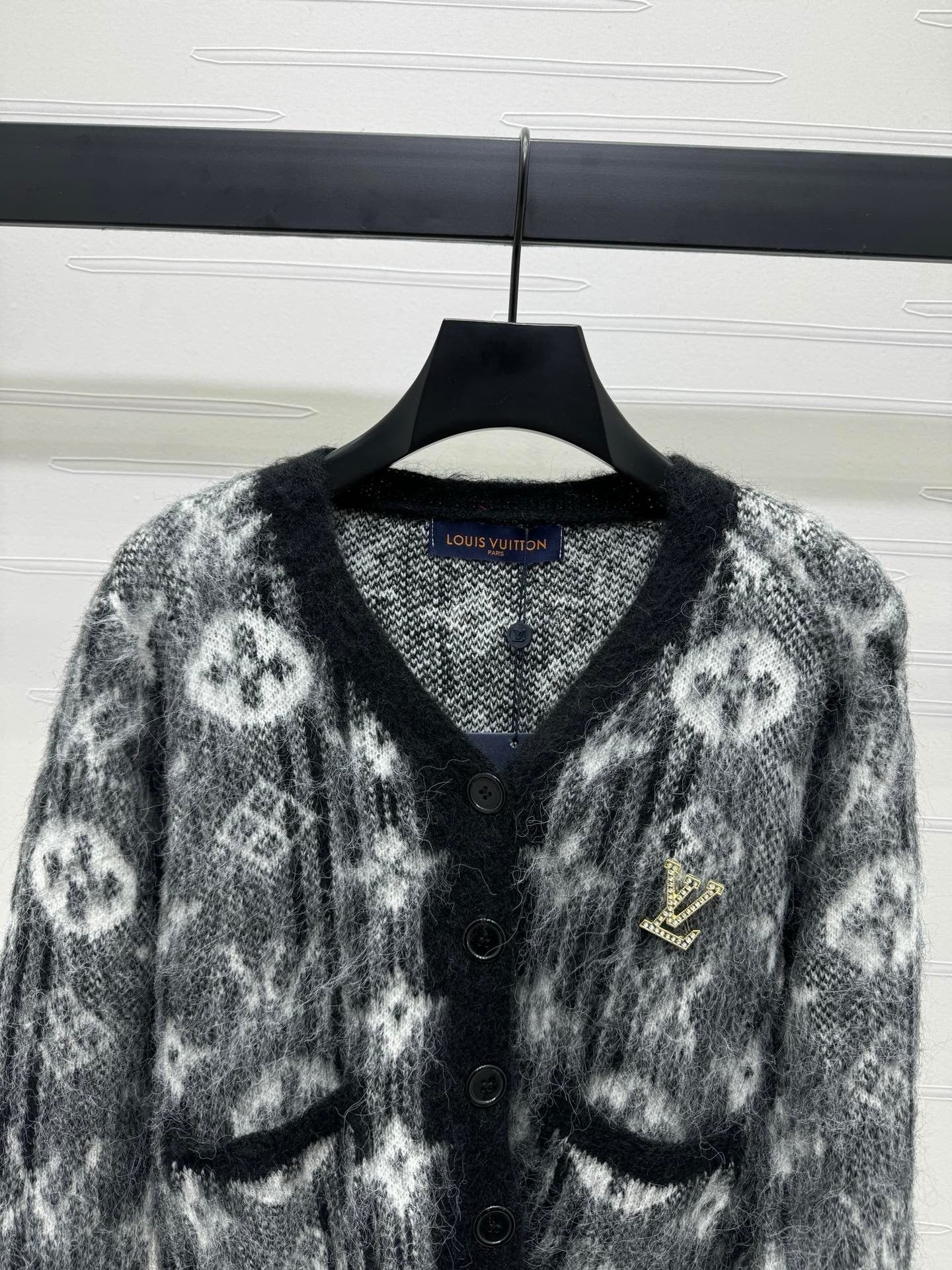 Monogram Fuzzy Knit Cardigan