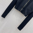 Zip-Up Cropped Ribbed Cardigan