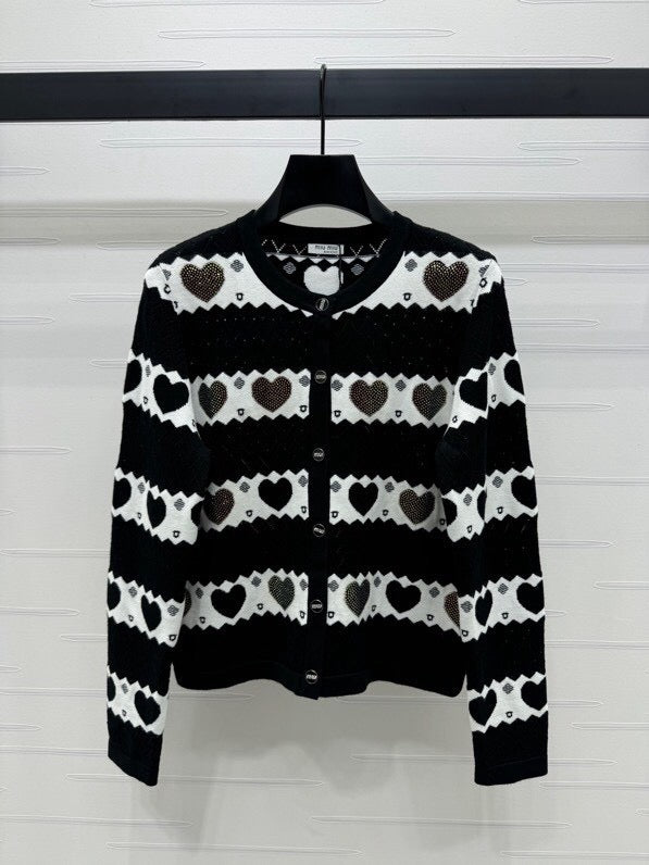 Heart Pattern Button Cardigan