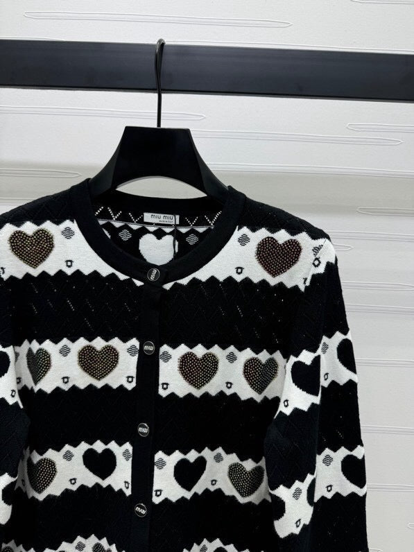 Heart Pattern Button Cardigan
