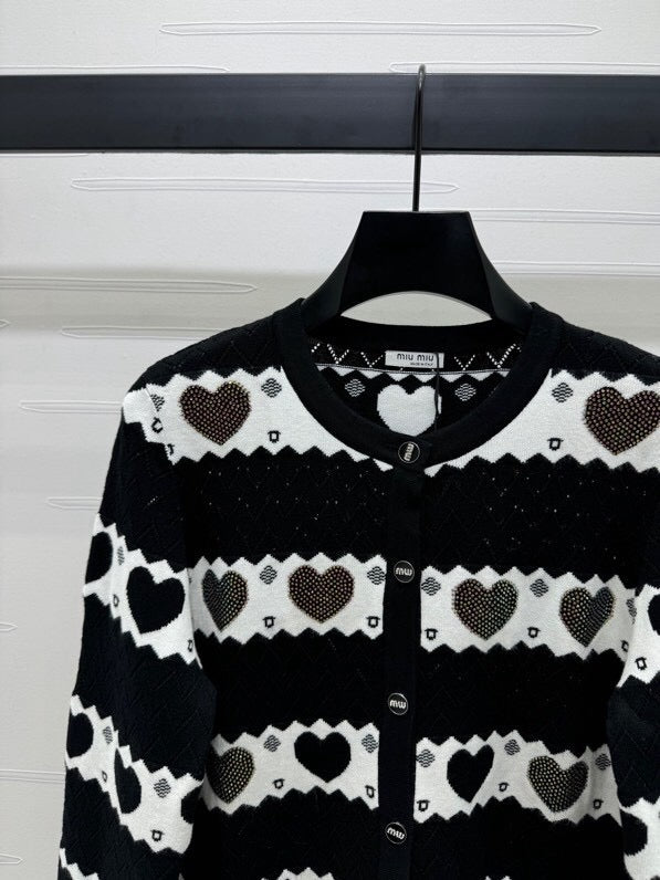 Heart Pattern Button Cardigan
