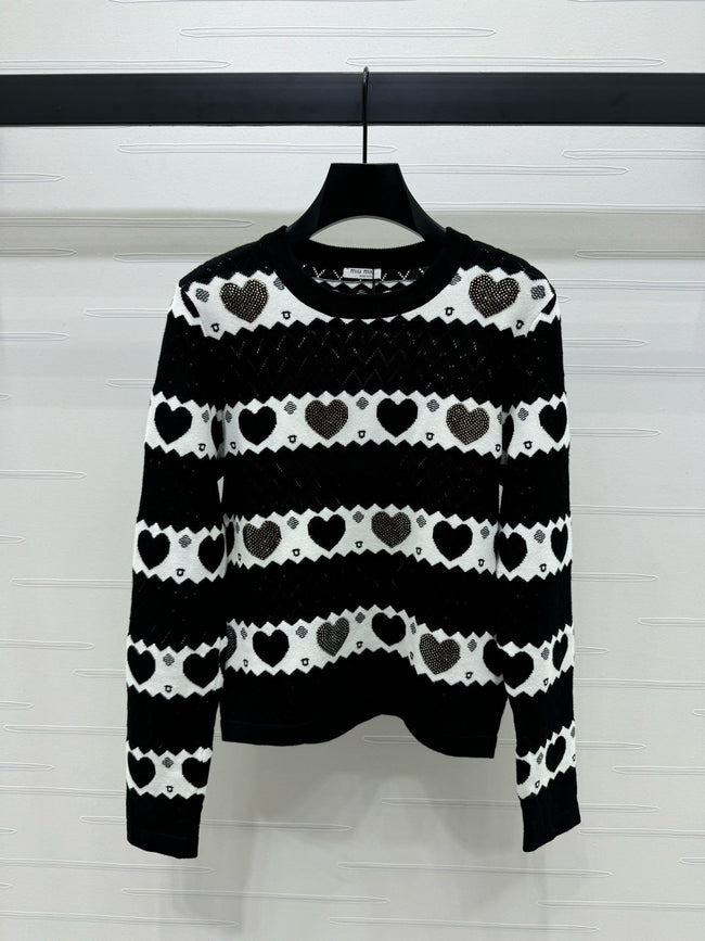 Heart Pattern Knit Sweater