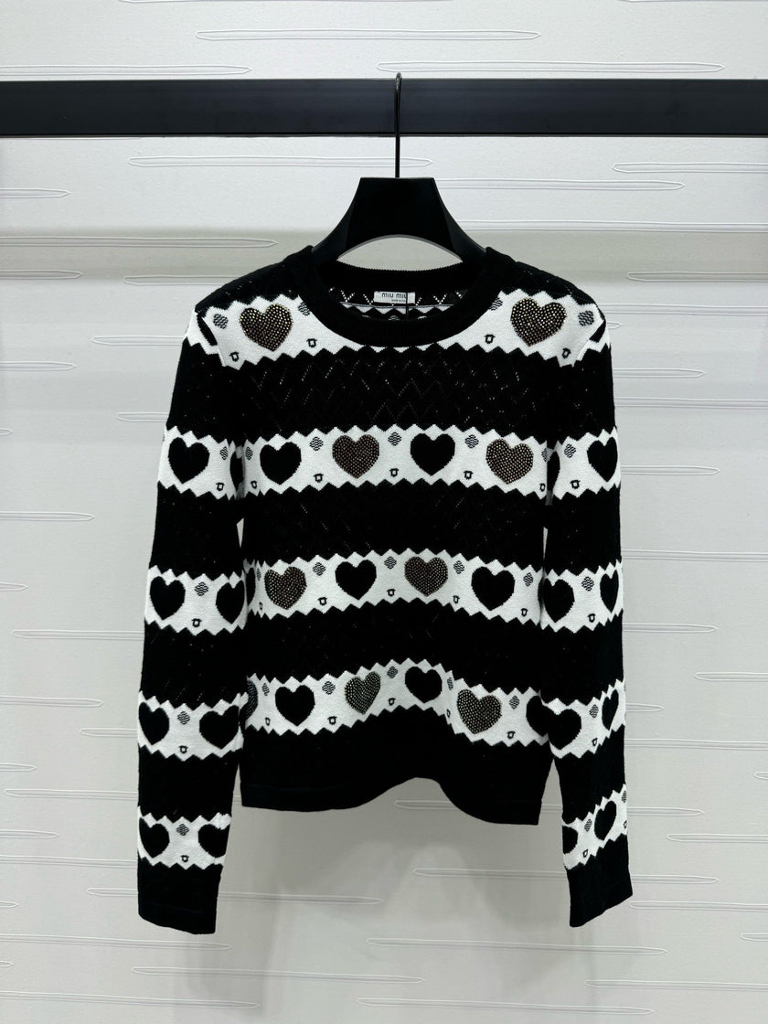 Heart Pattern Knit Sweater