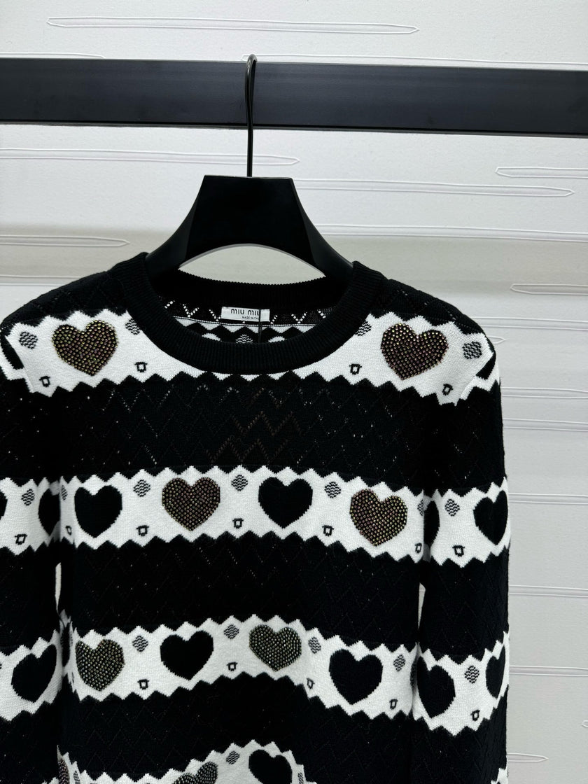 Heart Pattern Knit Sweater