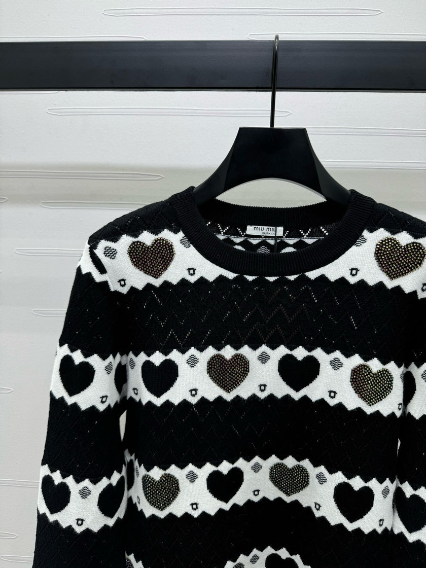Heart Pattern Knit Sweater