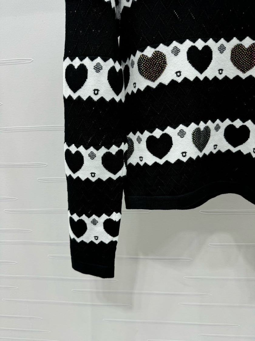 Heart Pattern Knit Sweater
