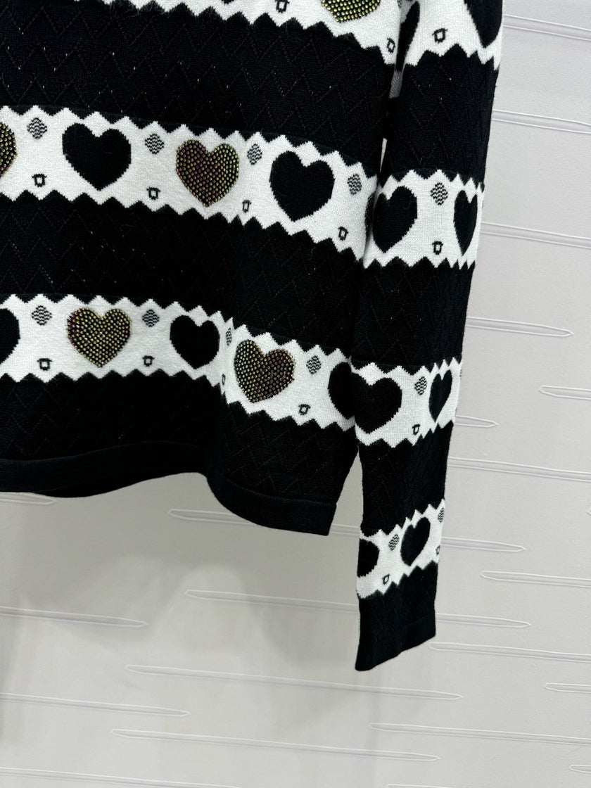 Heart Pattern Knit Sweater
