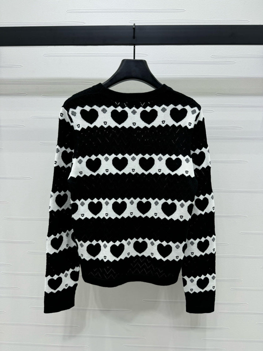 Heart Pattern Knit Sweater