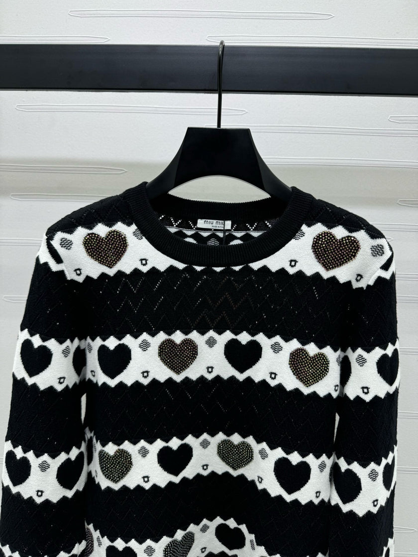 Heart Pattern Knit Sweater