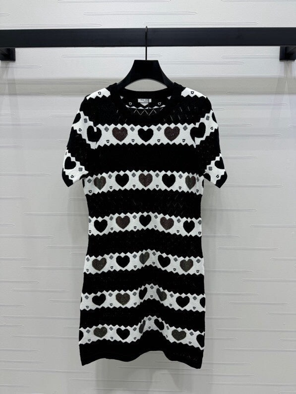 Heart Pattern Knit Mini Dress