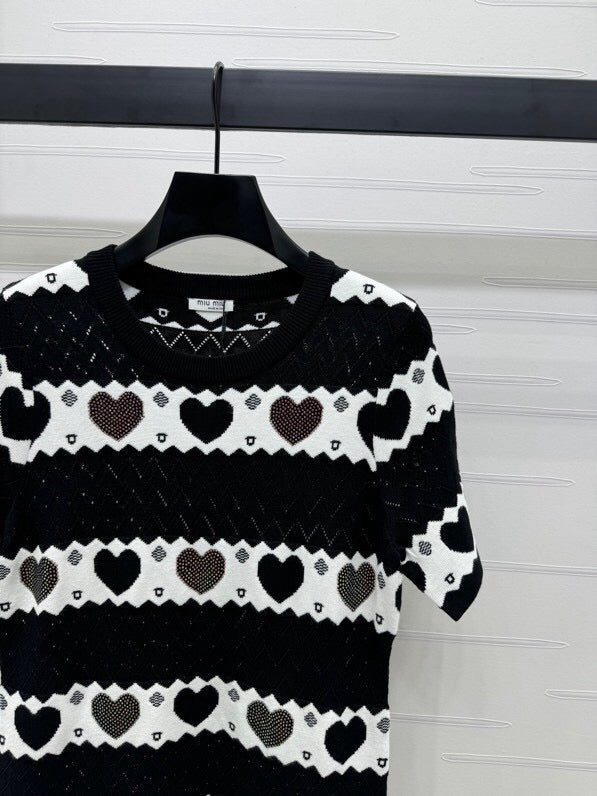 Heart Pattern Knit Mini Dress