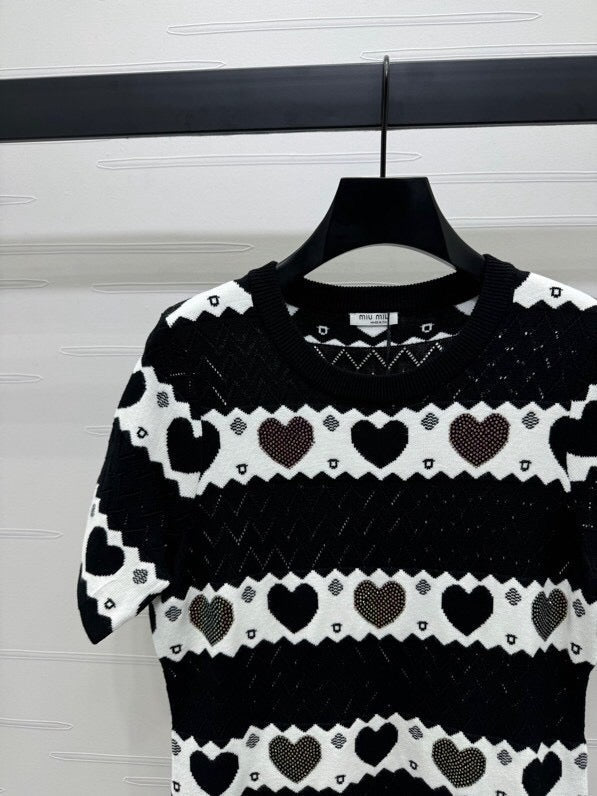 Heart Pattern Knit Mini Dress
