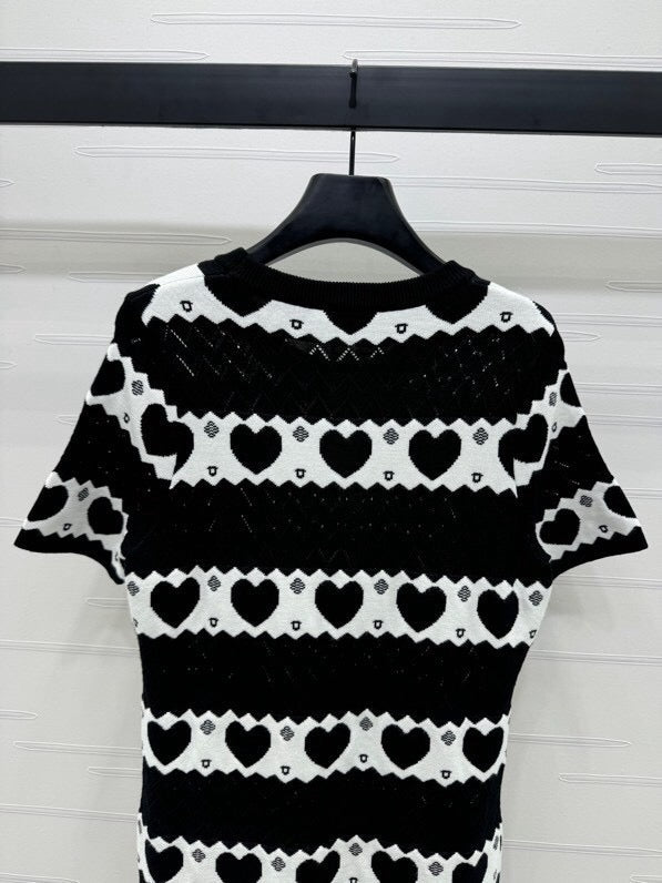 Heart Pattern Knit Mini Dress