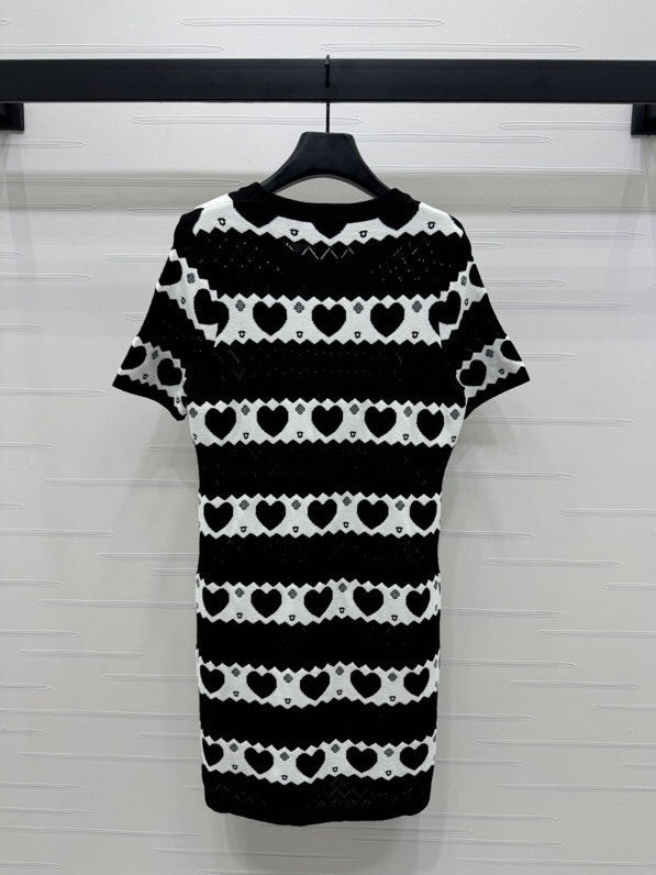Heart Pattern Knit Mini Dress
