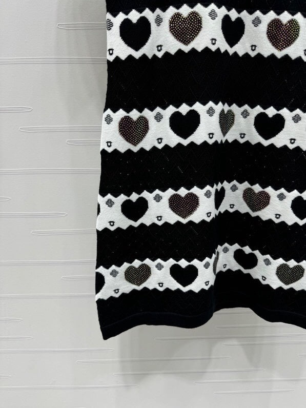 Heart Pattern Knit Mini Dress