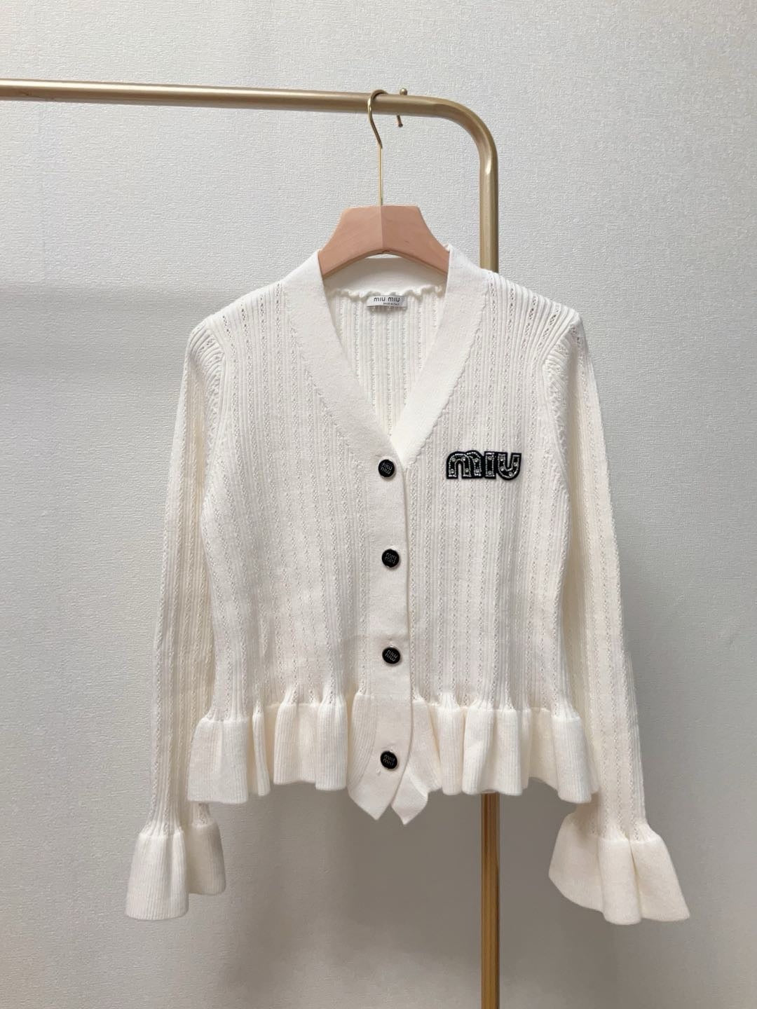Ruffle Hem Knit Cardigan