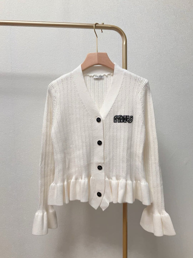 Ruffle Hem Knit Cardigan