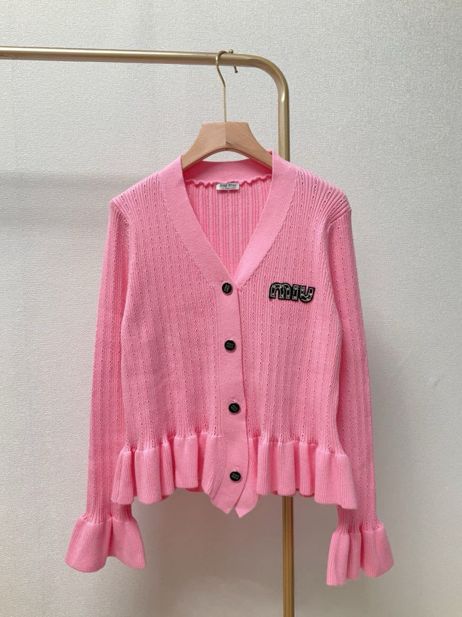 Ruffle Hem Knit Cardigan
