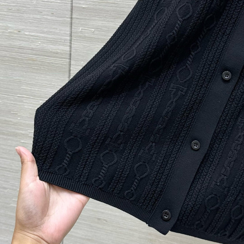 Cable Knit Button-Up Polo
