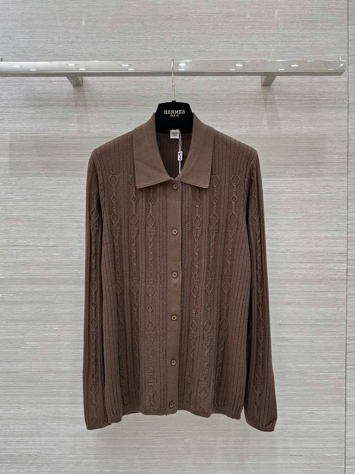 Cable Knit Button-Up Polo