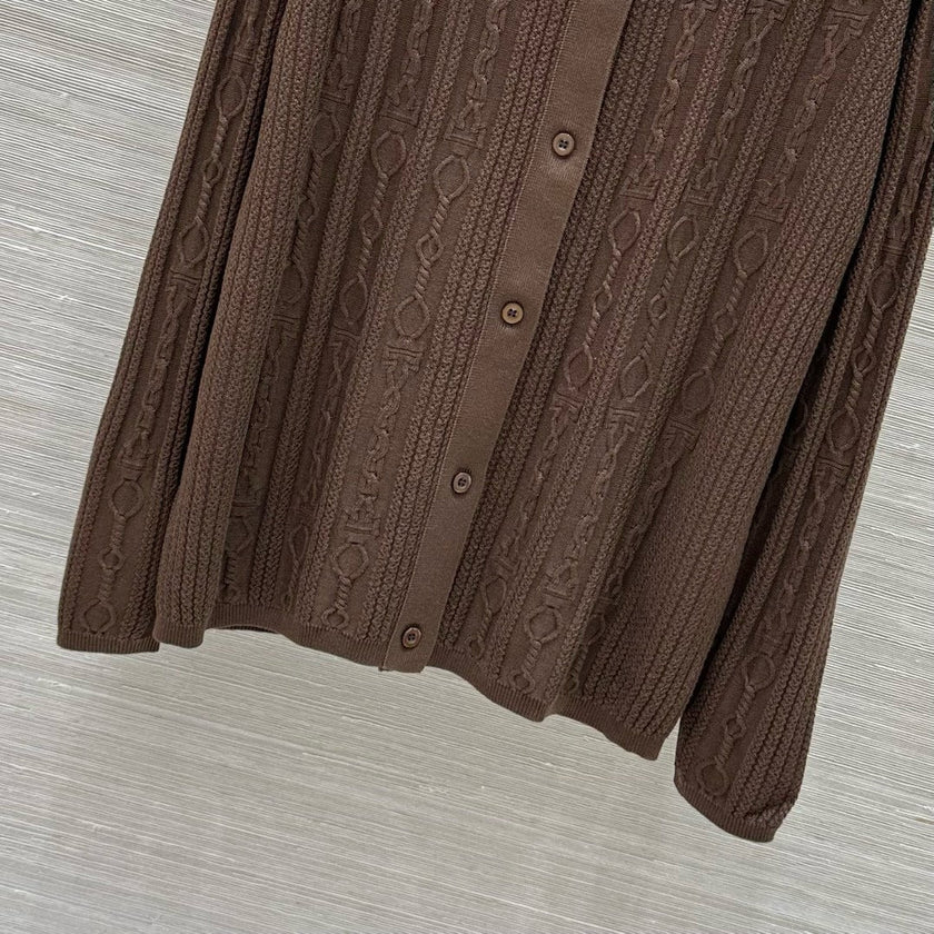Cable Knit Button-Up Polo