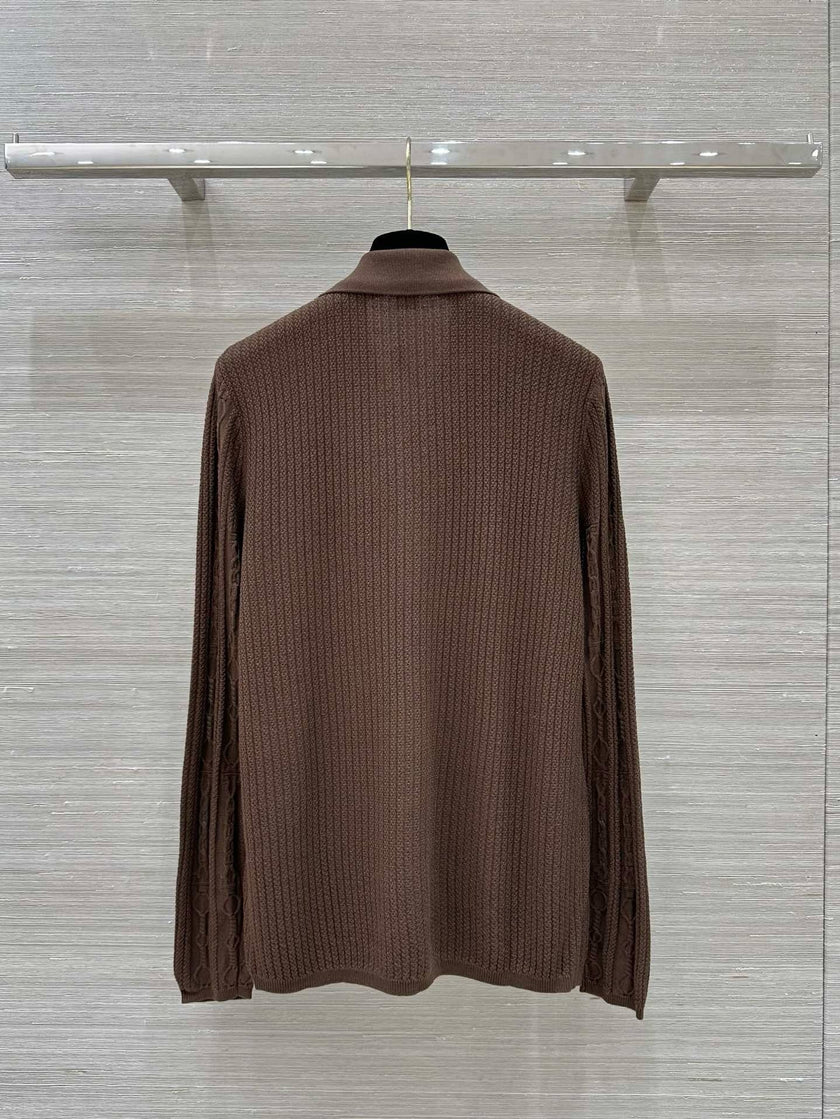 Cable Knit Button-Up Polo
