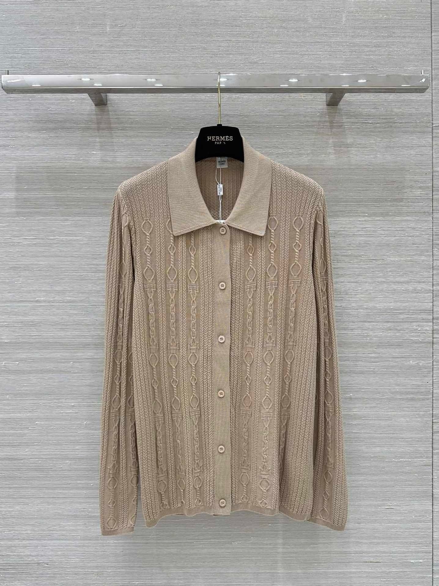 Cable Knit Button-Up Polo