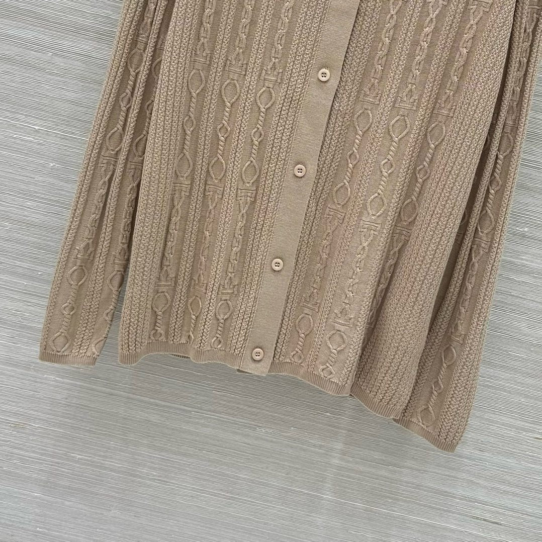 Cable Knit Button-Up Polo