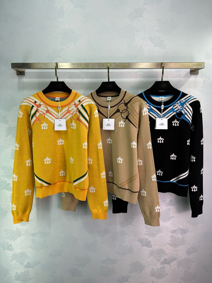 Equestrian Motif Knit Sweater