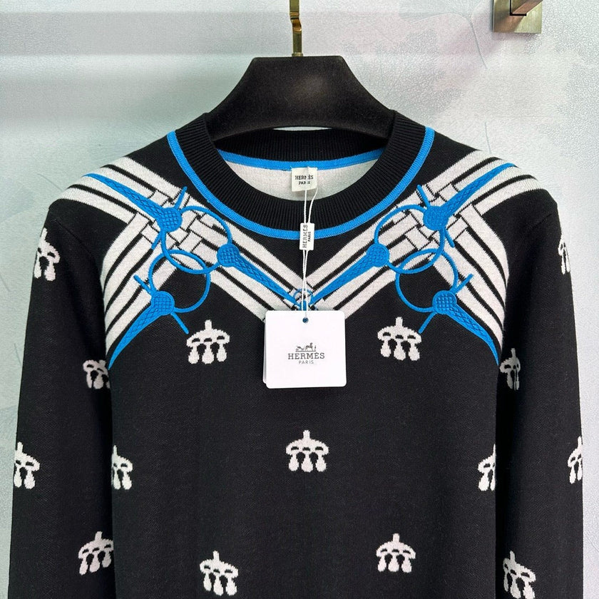 Equestrian Motif Knit Sweater