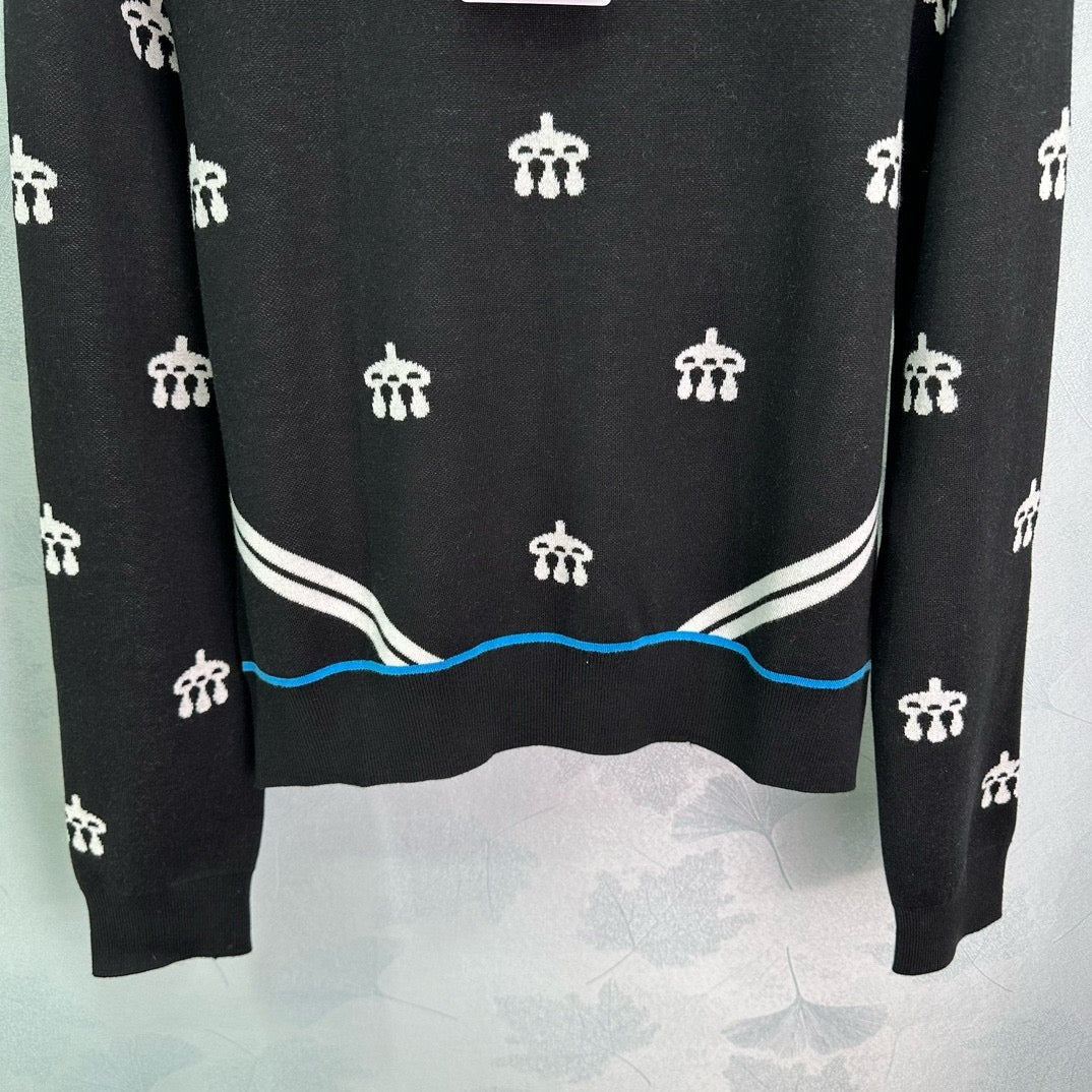 Equestrian Motif Knit Sweater