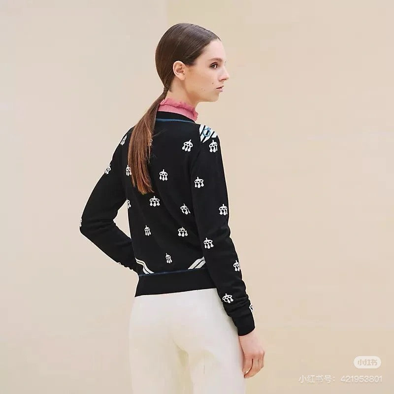 Equestrian Motif Knit Sweater