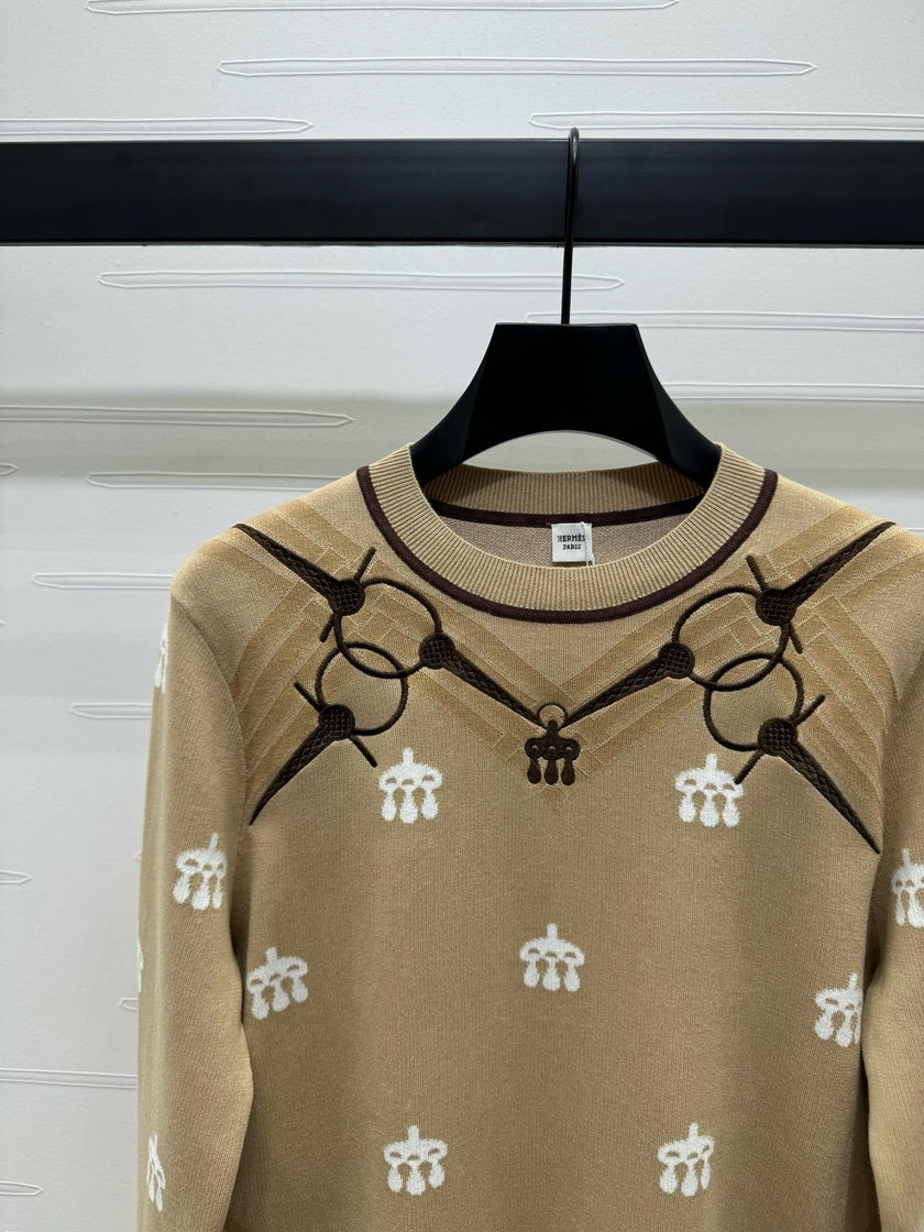 Equestrian Motif Knit Sweater