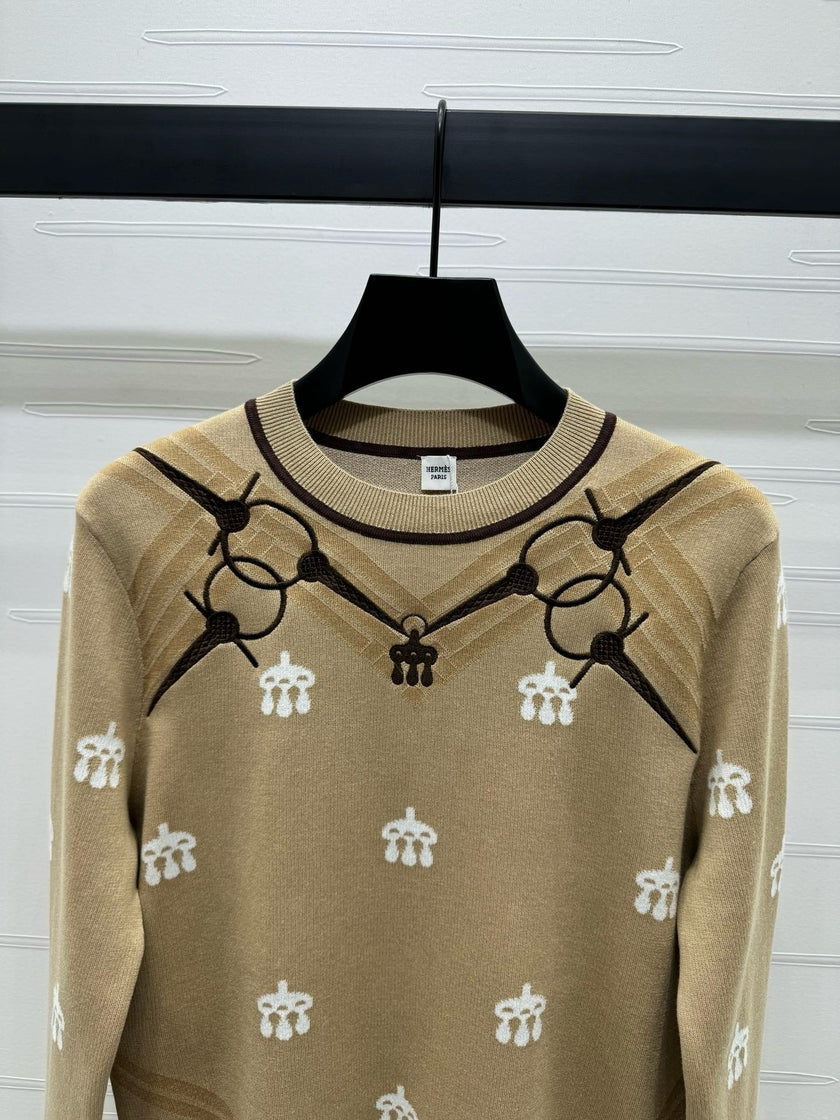 Equestrian Motif Knit Sweater
