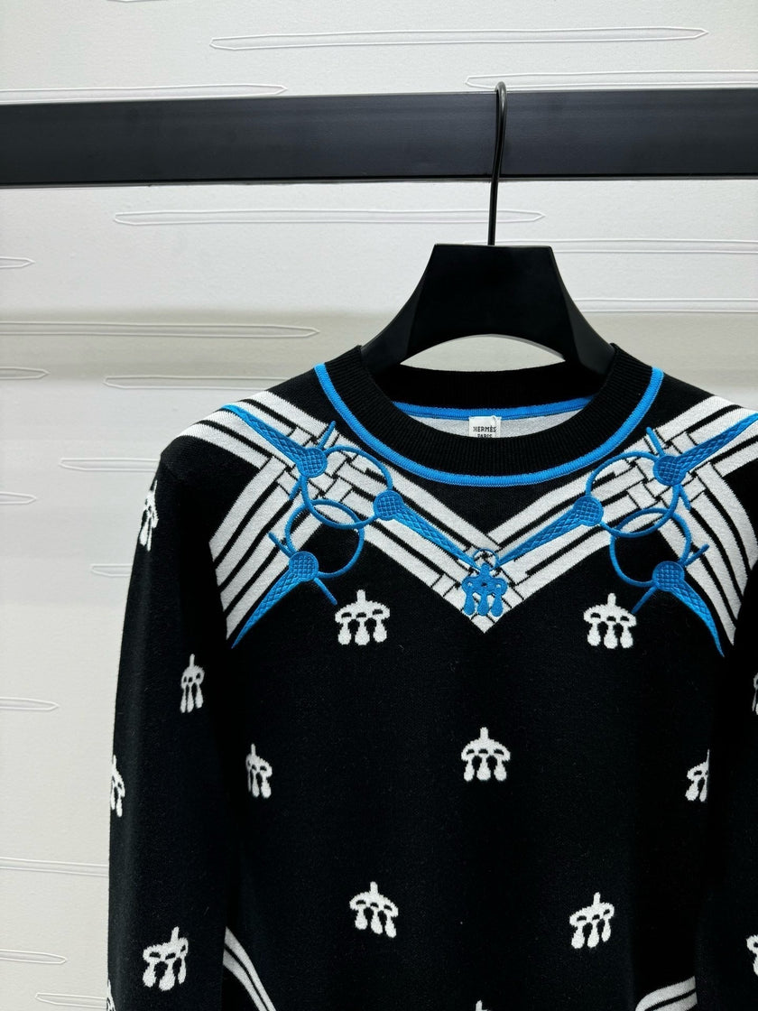 Equestrian Motif Knit Sweater