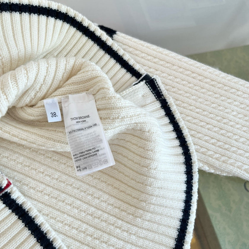 Ribbed Stripe Sleeve Cardigan