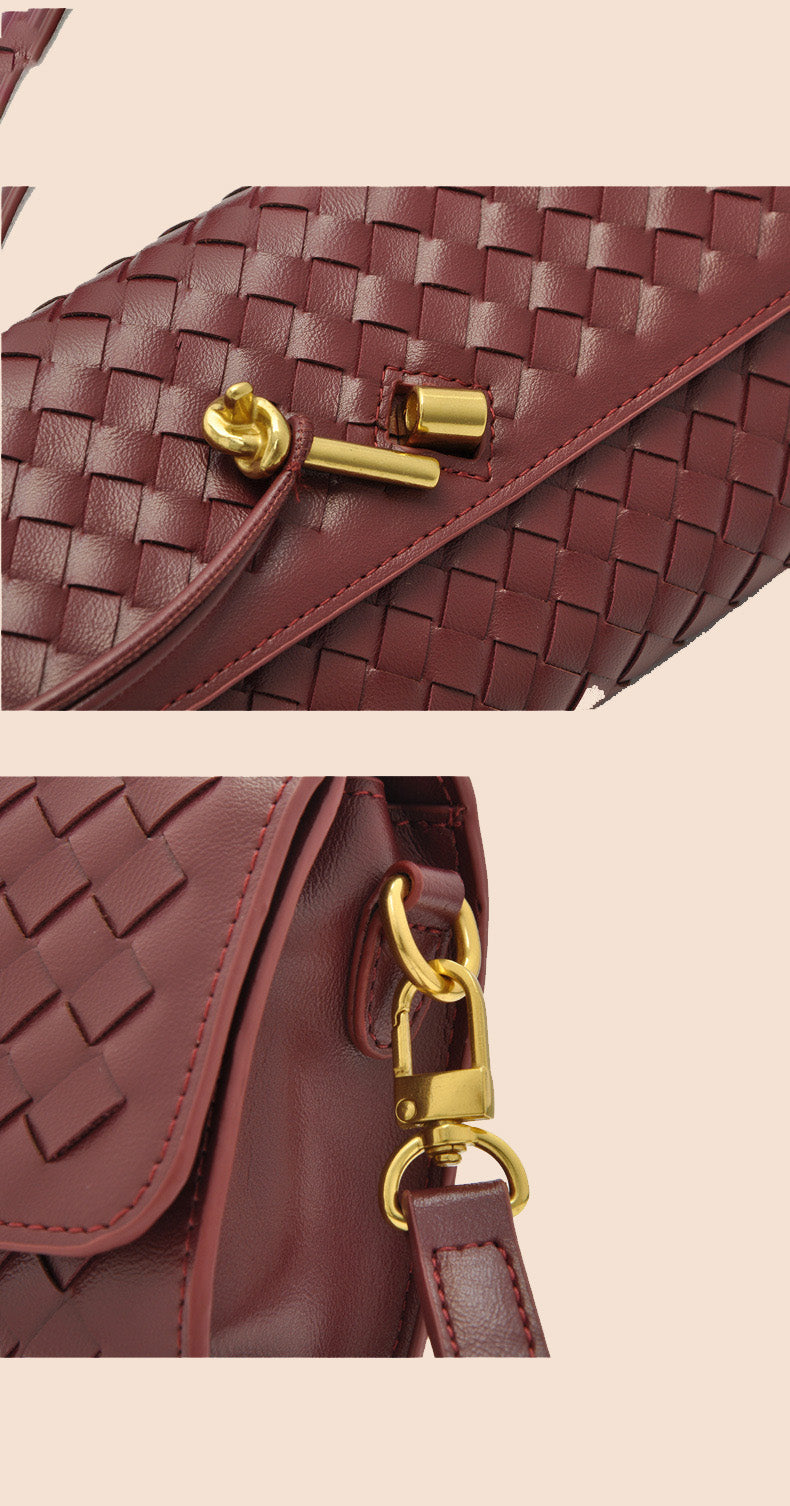 Tori Black Faux Leather Woven Clutch