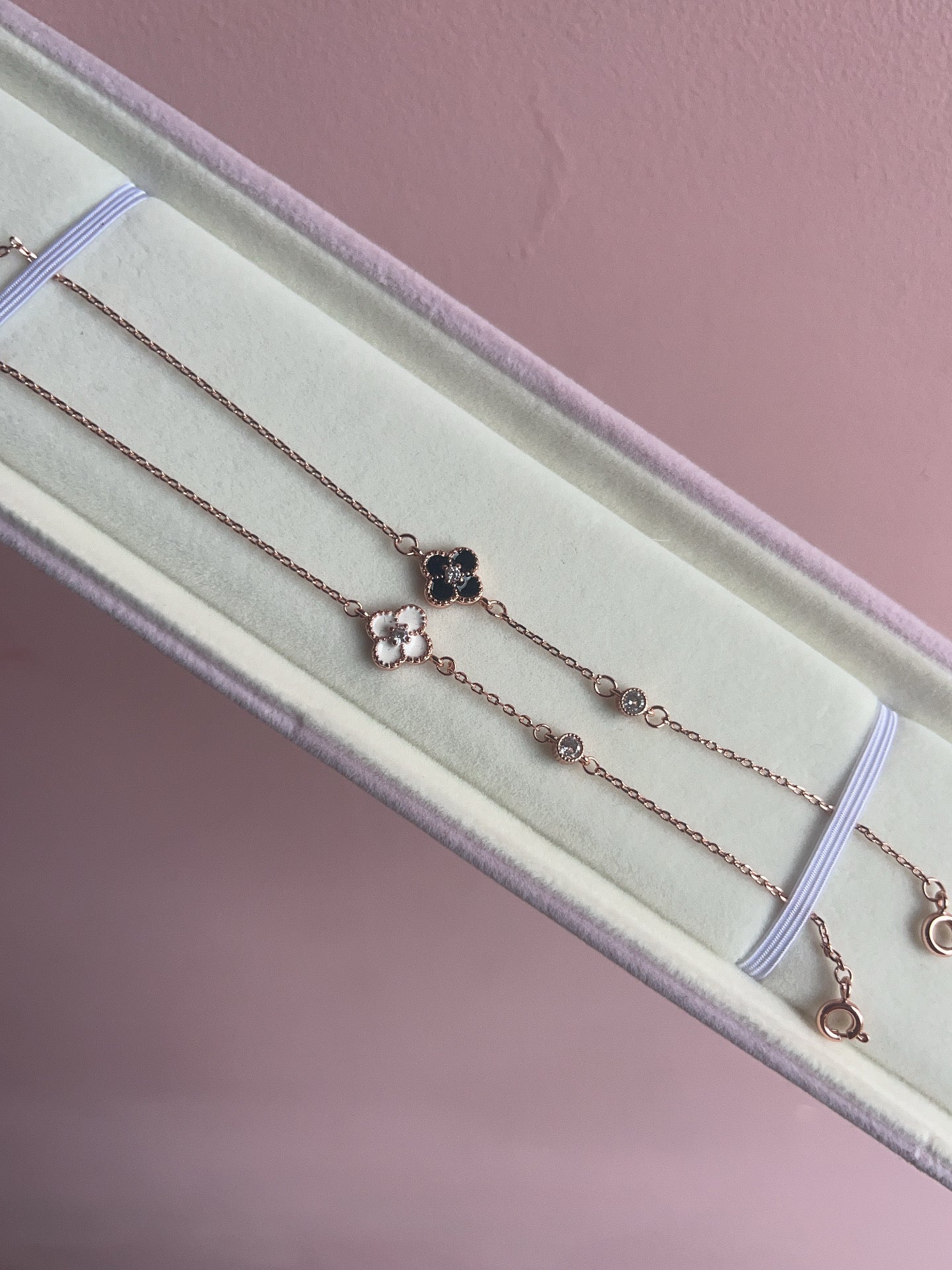 Dainty rose gold clover bracelet S925