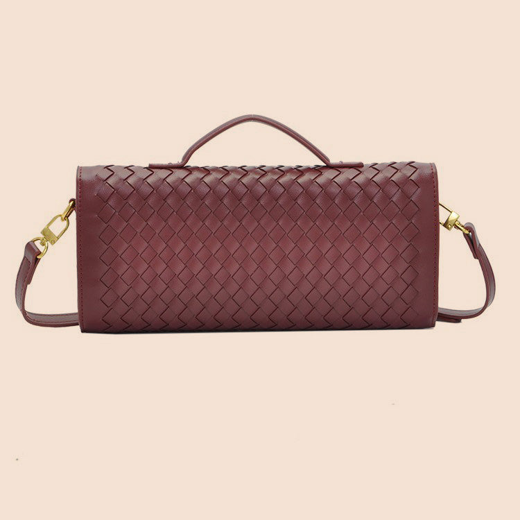 Tori Black Faux Leather Woven Clutch