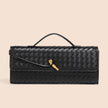 Tori Black Faux Leather Woven Clutch