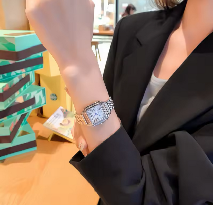 Mahnoor silver diamond watch