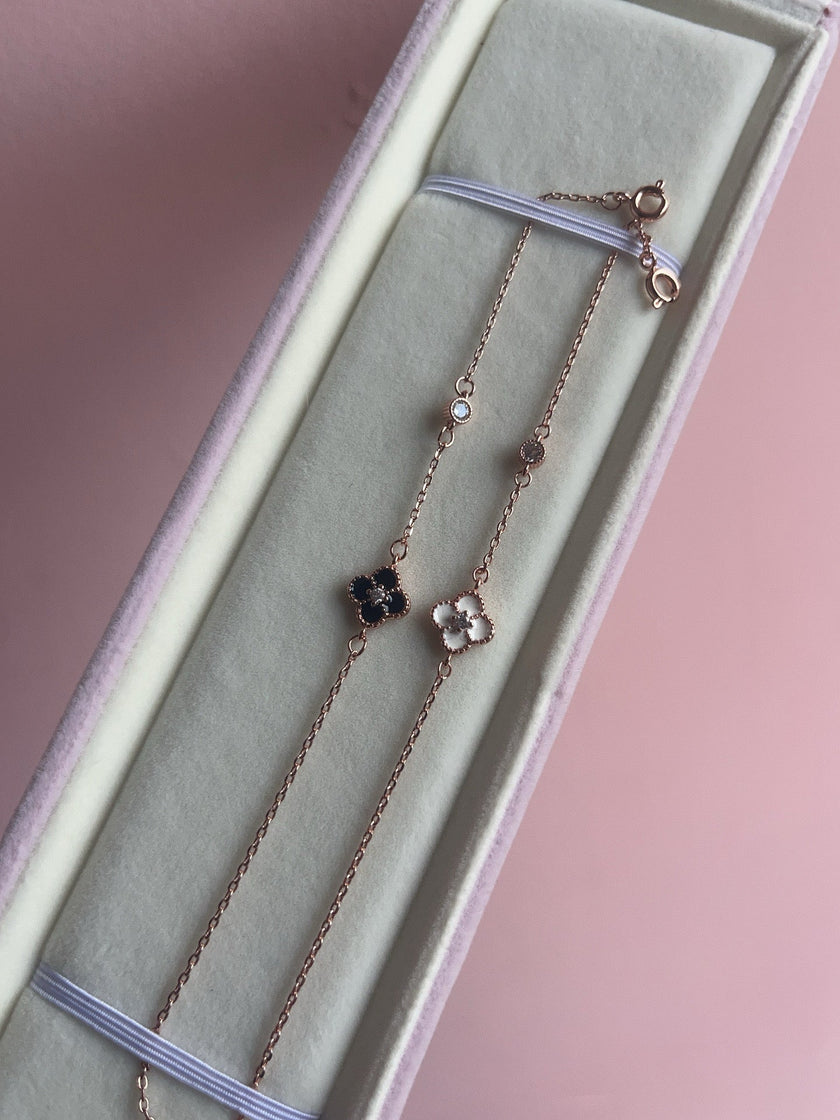 Dainty rose gold clover bracelet S925