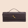 Tori Black Faux Leather Woven Clutch