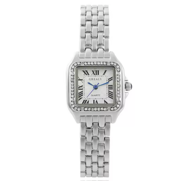 Mahnoor silver diamond watch