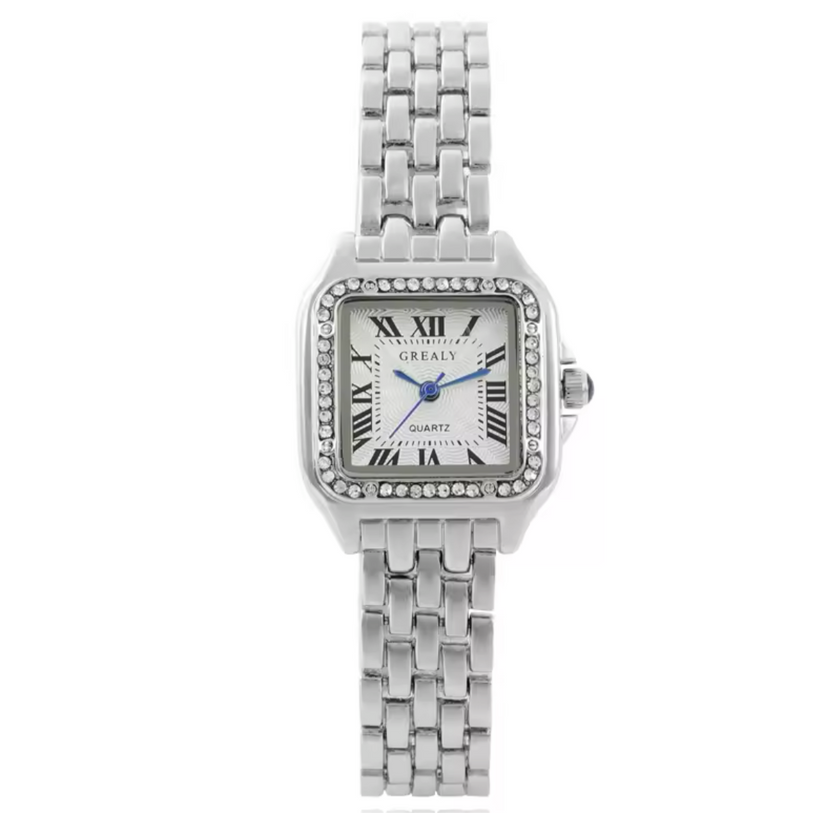 Mahnoor silver diamond watch
