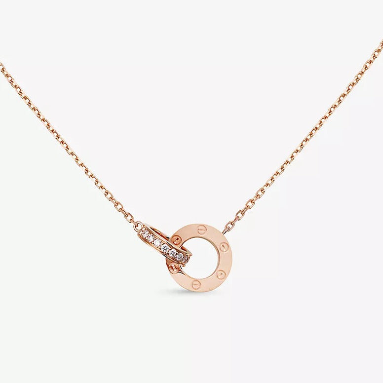 Rose Gold Tone Cubic Zirconia Necklace