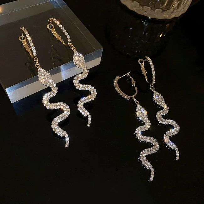 Snake Charm Tassel Earrings