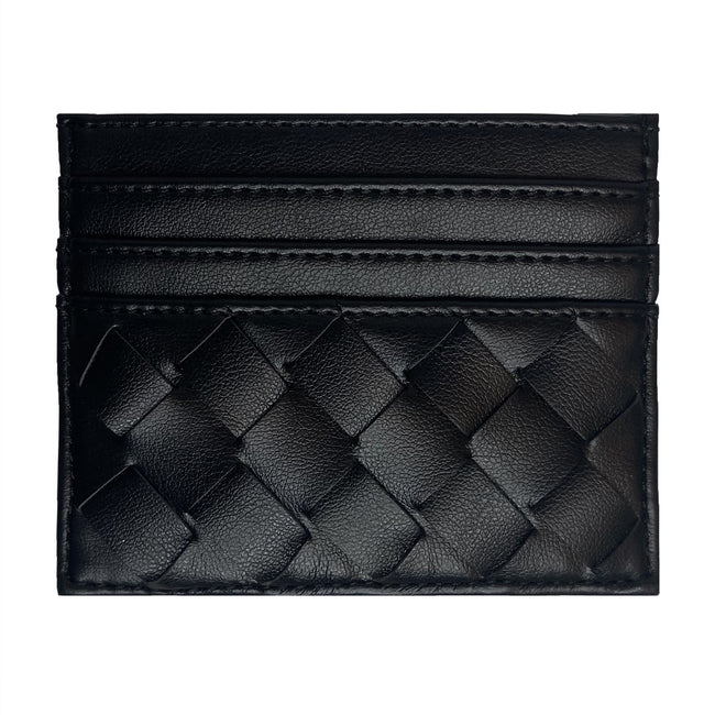 Woven Texture Ultra-Slim Leather Card Holder