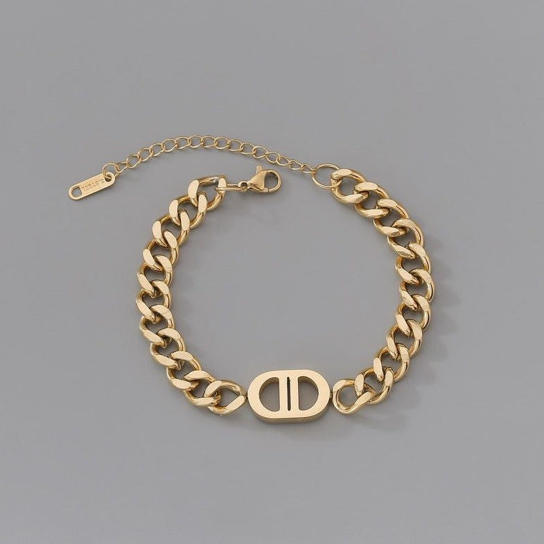 Double Dee Cuban Style Symbol Bracelet