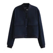 Woman Bomber Jacket-Navy Blue